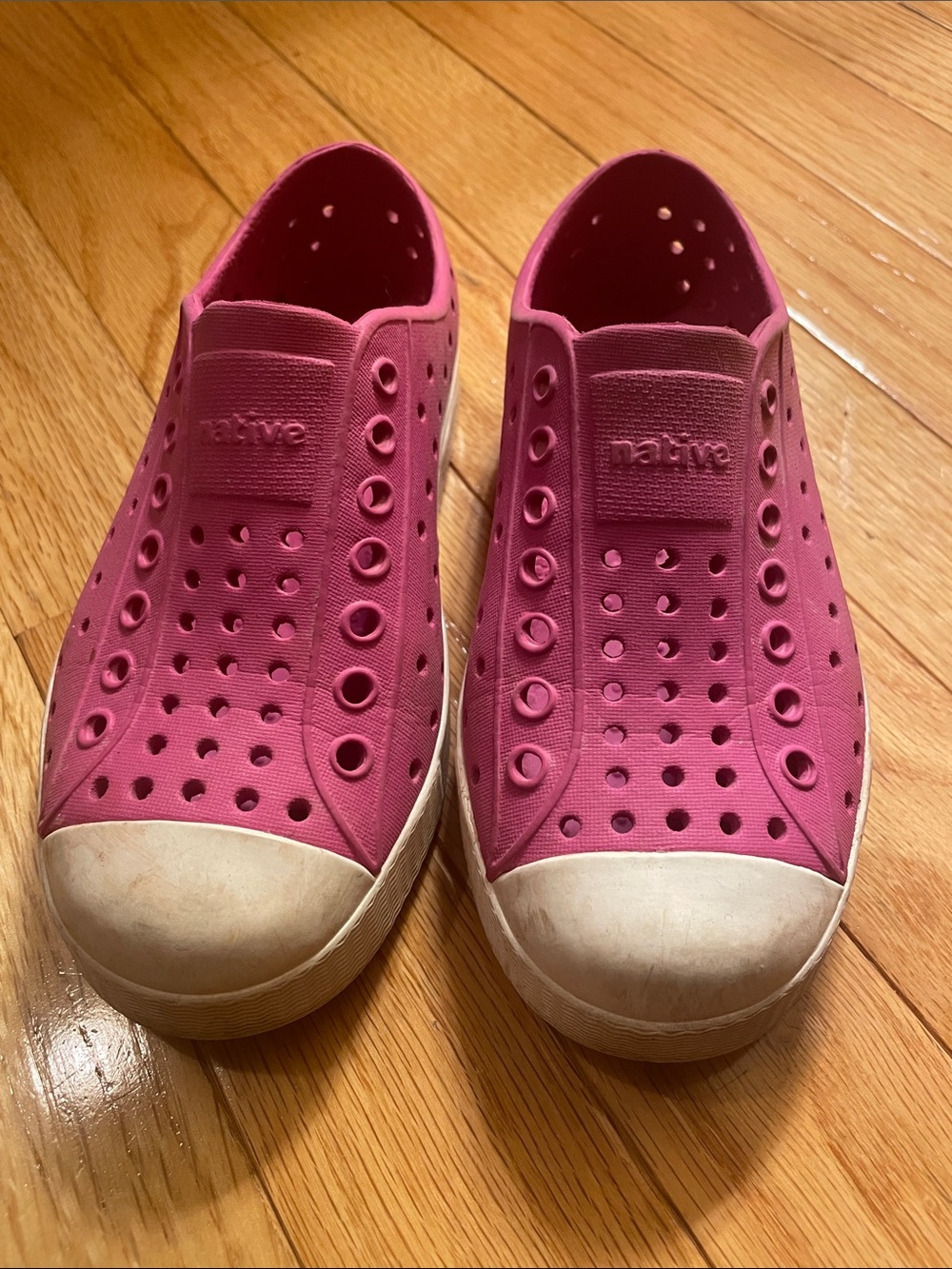 Native Pink Slip-On Sneakers with White Toe Cap